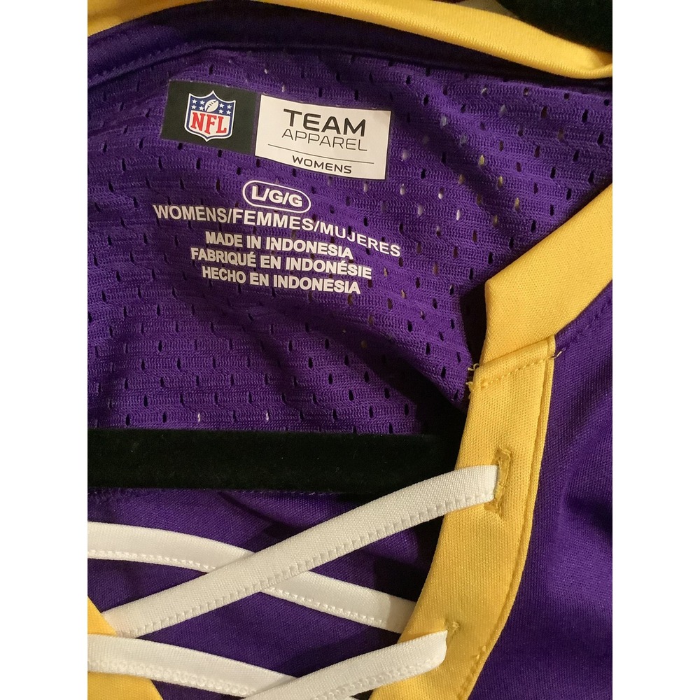 Women's NFL Team Apparel Minnesota Vikings Lace Up Jersey Top Size Large- NWOT - Picture 4 of 4